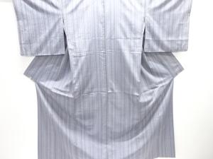 縞に幾何学模様織り出し手織り紬着物